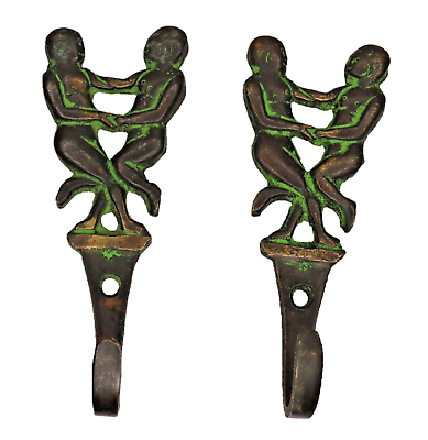 #ad Vintage Style Brass Romantic Couple Shape for Key Cloth Wall Hanger Hook 2pcs $24.39