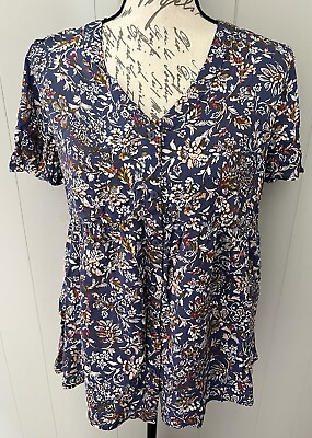 #ad Ingrid amp; Isabel Maternity Womens Flower Print Shirt Top Blouse Small S Nwt Blue $6.26