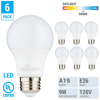 #ad 6 Pack LED A19 Bulb 9W 60W Equivalent Non Dimmable 5000K Daylight Medium E26 $12.15