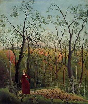 #ad Oil painting summer landscape with woman lady Forest Promenade Henri Rousseau $80.99