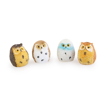 #ad 4PCS Mini Bonsai Owls Landscape Mini Birds Garden Owls Figurines Bonsai Owls $9.19