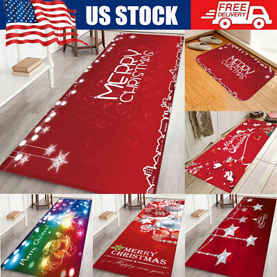 #ad Christmas Non Slip Santa Claus Floor Mat Bedroom Xmas Home Decor Carpet Area Rug $39.89