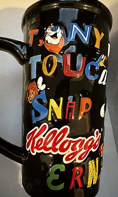 #ad RARE Kelloggs FROSTED FLAKES Coffee Cup Black 3 D Picture Tony the Tiger amp; MorE $69.99