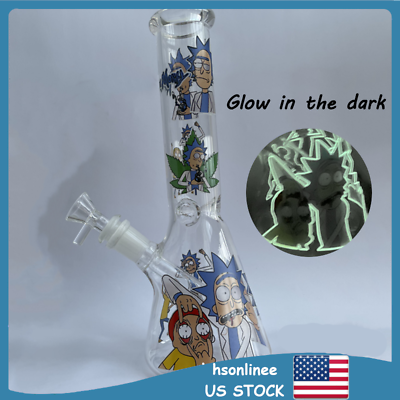 #ad 10quot; Glow in the dark Glass Hookah Water Pipes Bong 25 cm Tobacco Smoke Bottle $24.64