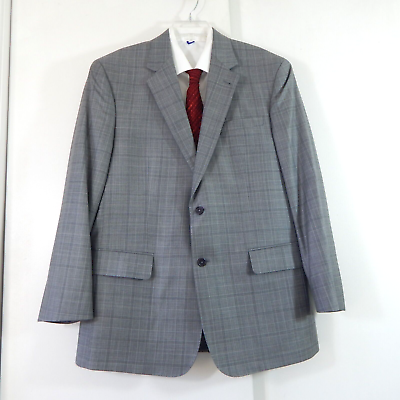 #ad JOS A BANK SIGNATURE GOLD jacket blazer sport coat plaid gray 100% wool 44R $35.99