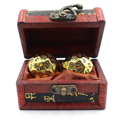 #ad Large D60 Metal Dice with Gold Chest for Tabletop Games DnD $34.90
