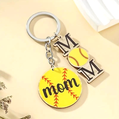 #ad Fashion Wooden Baseball Car Keychain Bag Pendant Key Accessories Mom Gift New $15.98