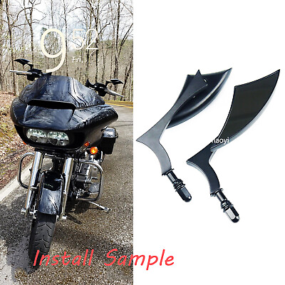 #ad Black Motorcycle Mirrors For 2015 2016 2017 2018 2019 Harley Davidson Road Glide $31.07