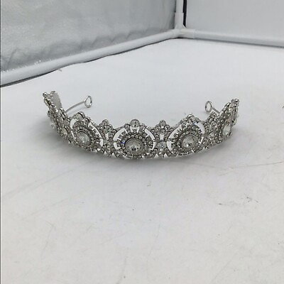 #ad Silver CZ Crystal Bridal Wedding Tiara Crown Swarovski Crystal Crown $22.50