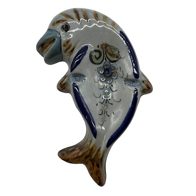 #ad Talavera Hand Painted Ceramic Dolphin Ashtray Made in Mexico $12.99