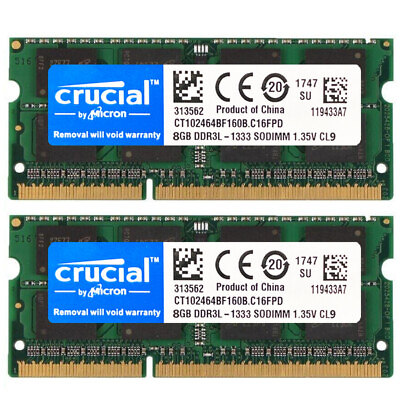 #ad CRUCIAL DDR3L DDR3 1333Mhz 16GB 8GB 4GB 2Rx8 PC3 10600S SODIMM Laptop Memory RAM $45.40