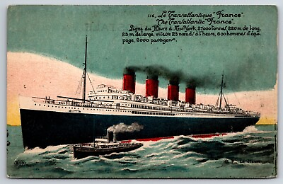 #ad Le Transatlantique France Ocean Liner Ship Le Havre Printed Postcard $9.95