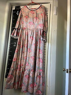 #ad Vintage Sz 6 Cottage Dress Floral light colors gorgeous condition Cotton $45.00