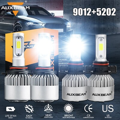 #ad AUXBEAM 9012 LED Headlights 5202 Fog Light Bulbs for GMC Sierra 1500 2014 2015 $43.98