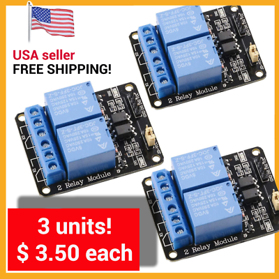 #ad 3units 2 Channel DC 5V Relay Switch Board Module for Arduino Rberry Pi PIC ARM $10.50