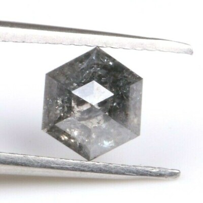 #ad 1.40Cts Hexagon Cut Rose Cut Loose Diamond Gray Salt amp; Pepper Diamond 7.11mm S05 $300.00