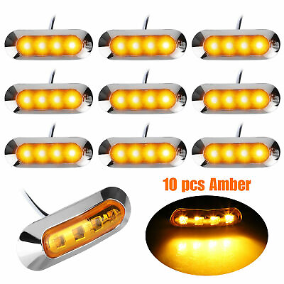 10x Amber LED Clearance Side Marker Indicator Light for Car Truck Trailer 12 24V $17.99