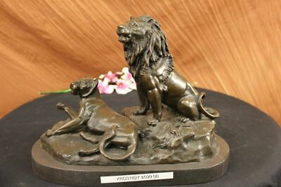 #ad Lion Leo African Safari Jungle Decor Sculpture Bronze Marble Statue Barye Art $209.65