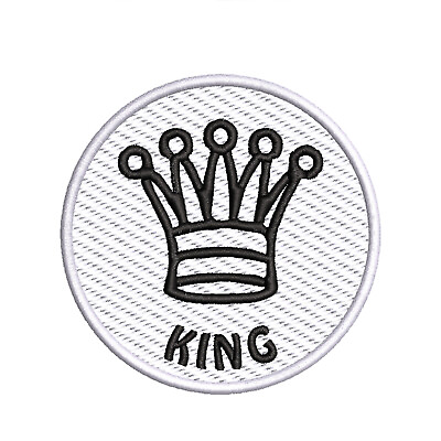 #ad Black King Chess Piece Patch Embroidered Iron on Applique $4.87