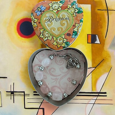 #ad Brighton Heart Rose Quartz Silver Toggle Bracelet NWOT $28.99