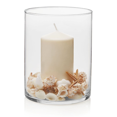 #ad Elegant Clear Glass 8quot; H Wide Cylinder Floral Arrangements Vase Flower Decor $12.21