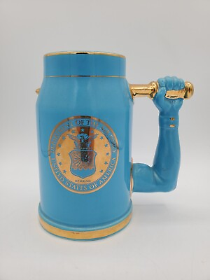#ad Vintage Kemper Ceramic Stein Mug Department of the Air Force Blue 6quot; Tall RARE $32.99