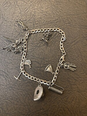 #ad sterling silver charm bracelet vintage charms. $59.00