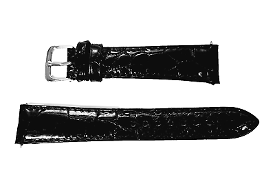 #ad 19mm Black Shiny Genuine American Alligator Watch Strap MADE IN THE USA 1187 19 $34.95