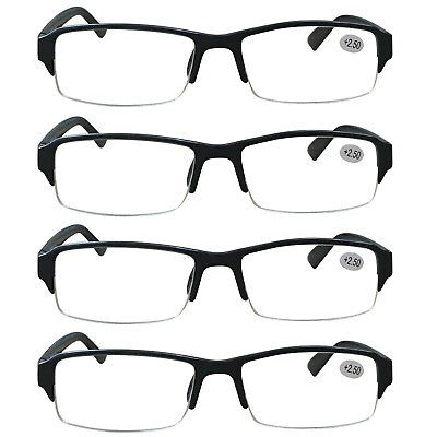 #ad 4 Pack Mens Half Frame Blue Light Blocking Reading Glasses Spring Hinge Readers $12.99