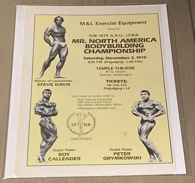 #ad 1979 AAU IFBB Mr. North America Bodybuilding Contest Ad Davis Callender $7.99