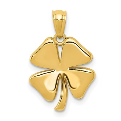#ad Real 14kt Yellow Gold Gold Polished 4 Leaf Clover Pendant $102.57