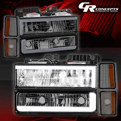 #ad Smoked C Tube LED DRL Headlight Bumper Signal Lamps for 1992 1993 Chevy Blazer $140.95