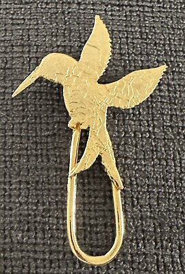 #ad Vintage Ultra Craft Gold Tone Floral Textured Hummingbird Brooch Pin Box 55 $7.79