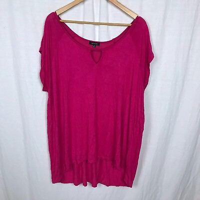 #ad Verve Ami Women#x27;s Short Sleeve Jersey Knit Shirt Keyhole Neckline Pink Size 2X $14.95