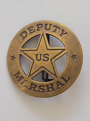 #ad Collectable Western Badge Old West Solid Brass 1.60quot; Badge Deputy US Marshal $11.65