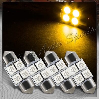 #ad 4x 31mm 4 SMD Amber LED Festoon Dome Map Glove Box Trunk Replacement Light Bulbs $4.99
