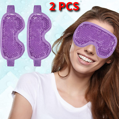 #ad 2 PCS Ice Eye Mask Reusable Hot Cold Therapy Gel Bead Eye Mask for Puffiness $16.99
