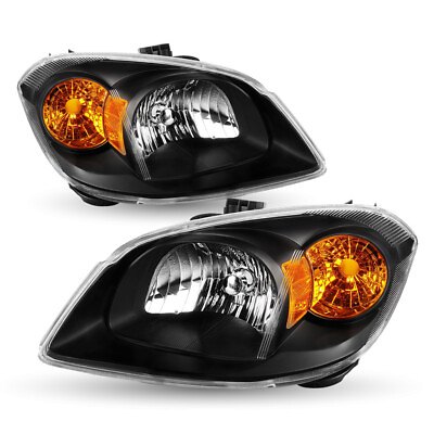 #ad Headlights For 2005 2010 Chevy Cobalt 07 10 Pontiac G5 05 06 Pursuit Black Lamps $72.99