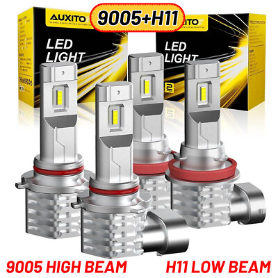 #ad 9005H11 LED Headlight Combo 4 High Low Beam Bulbs Kit Super White Bright Lamps $37.99