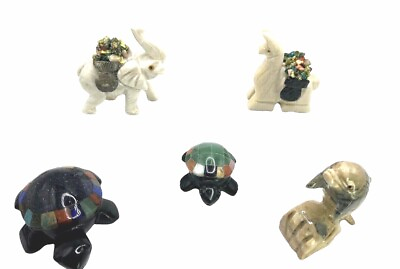 #ad Hand Sculpted Animal Set From Various Semi Precious Gemstones. New. $35.75