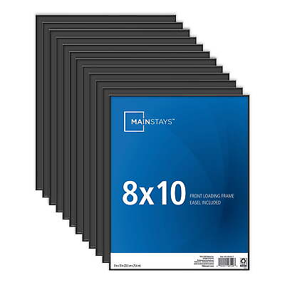 #ad 8quot;x10quot; Black Format Front Loading Picture Frame Set of 12 $25.91