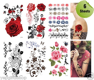 #ad Supperb® 6 pack Mix Flower Temporary Tattoos $17.99