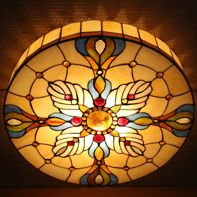 #ad Tiffany Flush Mount Ceiling Light Vintage Victorian Chandelier Ceiling Lamp $119.00