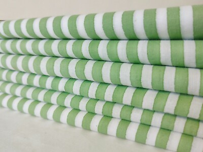 #ad Indian Light Green Dressmaking Cotton Fabrics Striped Curtains Fabrics 7 Yard US $41.97