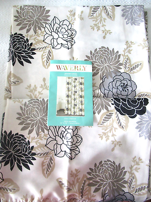 #ad Waverly Shower Curtain Cheri Grey Charcoal 70quot;x72quot; Floral Fabric Polyester $40.00