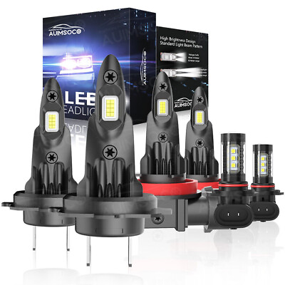 #ad H7 H11 9006 LED Headlight Bulbs Kit Hi Lo Beam Fog Light Xenon White 6500K 6X $69.99