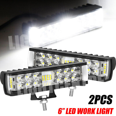 #ad 2x 6inch LED Work Driving Light Bar Pods Flood Spot Combo Offroad Fog Lamp SUV $20.98