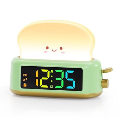 #ad Alarm Clock for Kids Toast Night Light Alarm Clock Battery Operated 5 Alarm T... $44.72