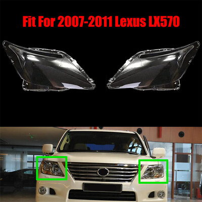 #ad Fit For 2007 2011 Lexus LX570 Headlight Headlamp Clear Lens Left Right Cover $260.37