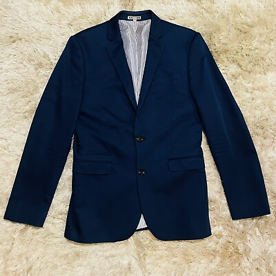 #ad Express Blazer Men 38L Blue Navy Sport Coat Two Button Slim Fit Photographer $31.49